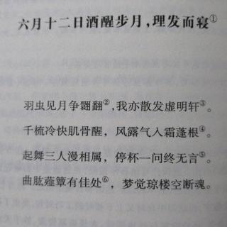 六月十二日酒醒步月，理发而寝