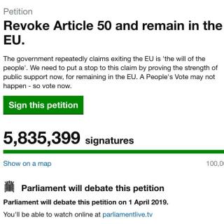 ‘Cancel Brexit’ Petition Amasses Record 5.8 Million Signatures