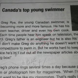 ket1阅读理解top  swimmer