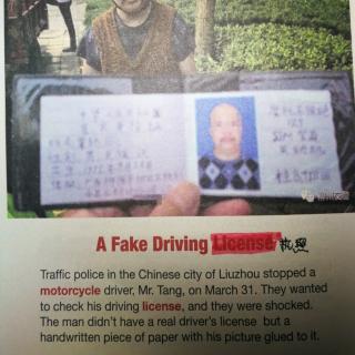 Reading class---A Fake Driving License
