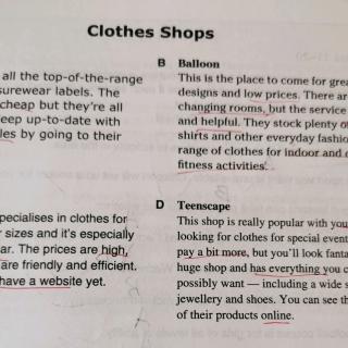 clothes  shop课文