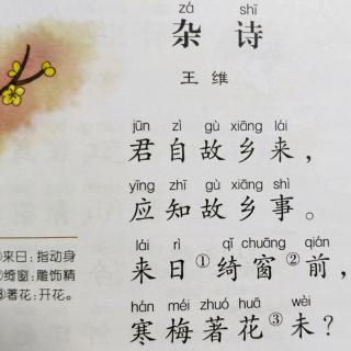 中三班王潇苒10月阅读09…《杂诗》王维