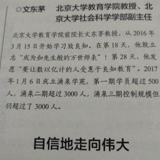 文东茅（北京大学教育学院教教）自信地走向伟大