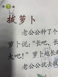 启轩读《拔萝卜》生字