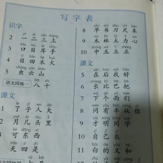 影子，比尾巴。写字表。