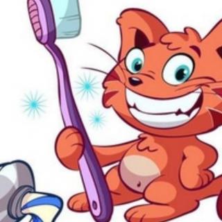 小猫刷牙