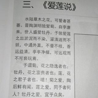 朗读《爱莲说》(周敦颐)原文及其译文