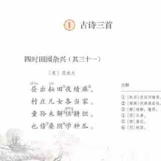 《四时田园杂兴》《稚子弄冰》《村晚》