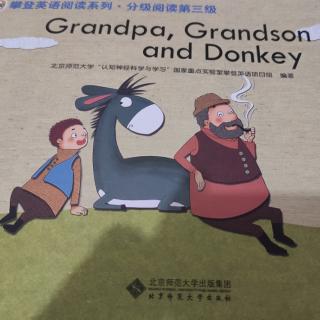 Grandpa, grandson and donkey