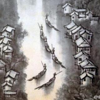 李可染中国画《雨中漓江》