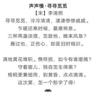 ［又又读诗·李清照］32.声声慢·寻寻觅觅（李清照）