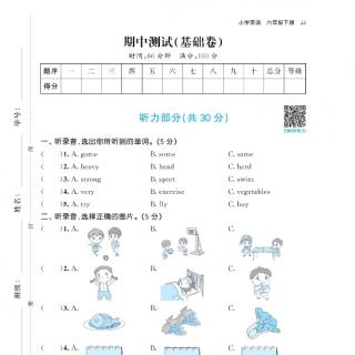 期中测试题（基础卷）答案讲解