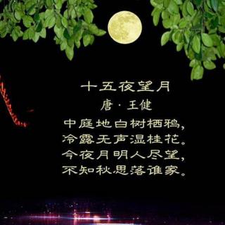 王建《十五夜望月》——今夜月明人尽望，不知秋思落谁家。