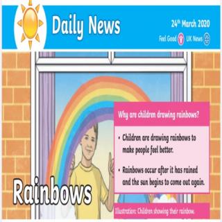 Daily news1:Children drawing rainbows to offer hope to others.