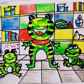 神墨思维水粉画《青蛙🐸博士的实验室》