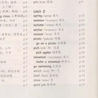 5年级英语下册¶unit2单词拼读（带中文）