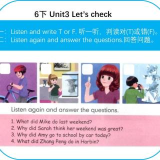 6年级英语听力Unit 3 Let's check