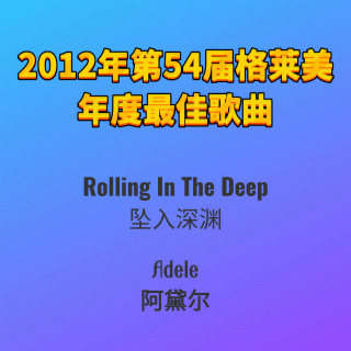 2012年第54届格莱美年度最佳歌曲Rolling In The Deep-Adele