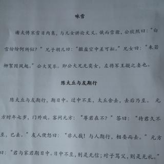 世说新语 咏雪,陈太丘与友期行