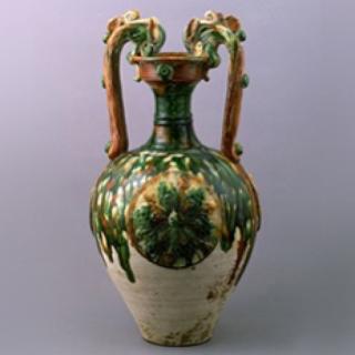 唐三彩贴花龙耳瓶·东京国立博物馆·波斯“血统”的大唐陶器