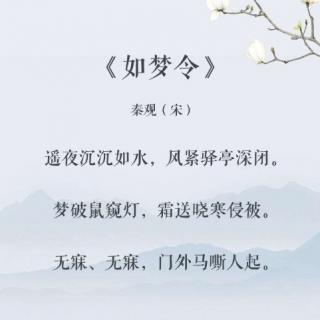 《如梦令》秦观  遥夜沉沉如水