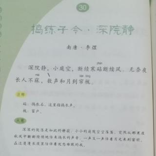 《捣练字令·深院静》分享