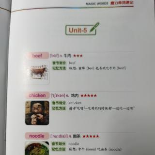 四年级上册Unit5单词速记