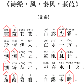 诗经秦风蒹葭拼音图片