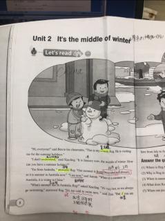 五下U2课文It's the middle of winter.