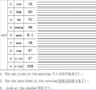 四年级下册第3单元单词和句型