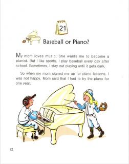 one story a day一天一个英文故事-1.21 Baseball or Piano？