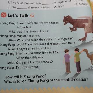 六年级下册英语课本let talk，第一篇