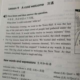 Lesson 9 A cold welcome