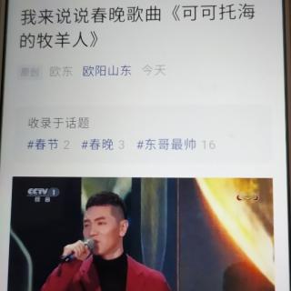 我来说说春晚歌曲《可可托海的牧羊人》