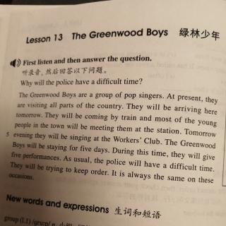 Lesson 13 The Greenwood Boys