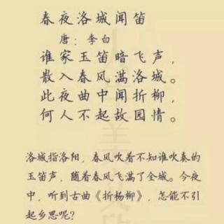 普吟:《春夜洛城闻笛》唐 李白