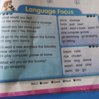 四年级下册Unit5的Language Focus