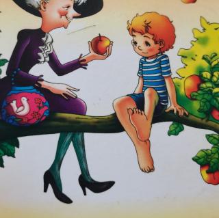 苹果树上的外婆人物图图片