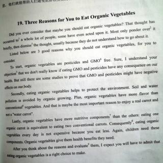 科普英语：Three Reasons for You to Eat organic Vegetables(英汉双语)