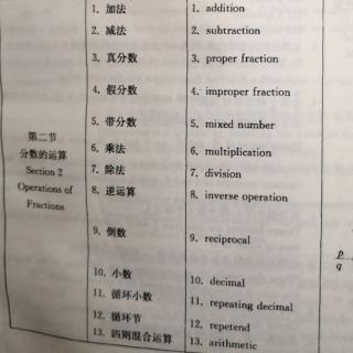 六年级上册数学中英双语：Fraction(3)