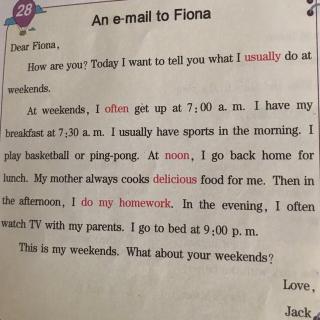 An email to Fiona