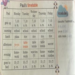 Paul' timetable