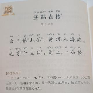 《登鹳雀楼》唐·王之涣