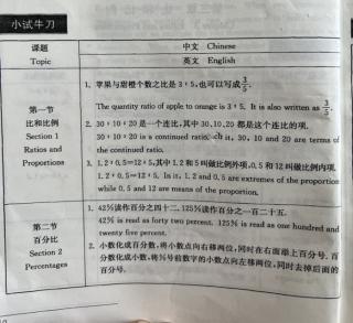 六年级上册数学中英双语：Ratios and Proportions (3)