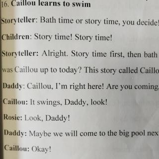 Caillou learns to swim