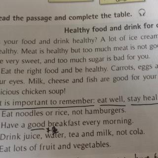 七年级上 第四课 U2  Healthy food