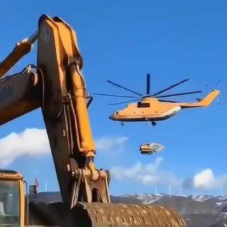 挖掘机挖挖的直升机抢险-工程车救援队丨罐子姐姐童话