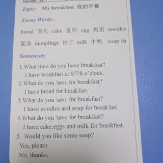 55. Topic:My breakfast