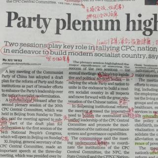 Party plenum highlights institution al reform