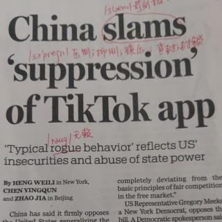 China slams  'suppression' of TikTok app